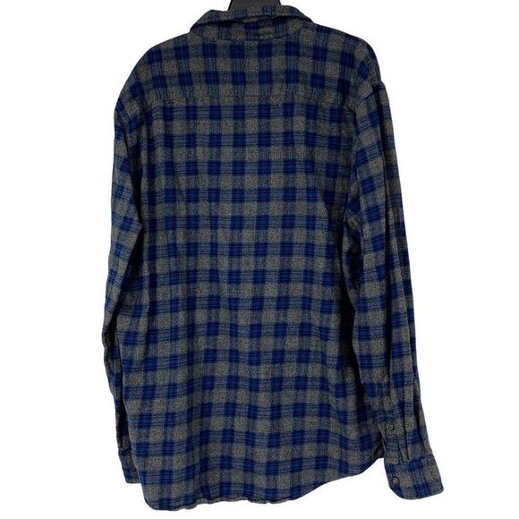 Mens Sonoma Plaid Flannel Shirt XL Cotton 2941 Blue Gray Button Up - Picture 3 of 5